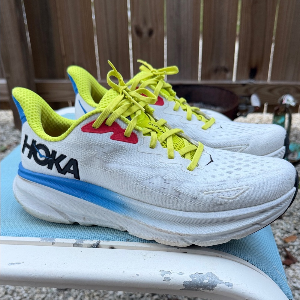 HOKA Men's White and Yellow Running Shoes
